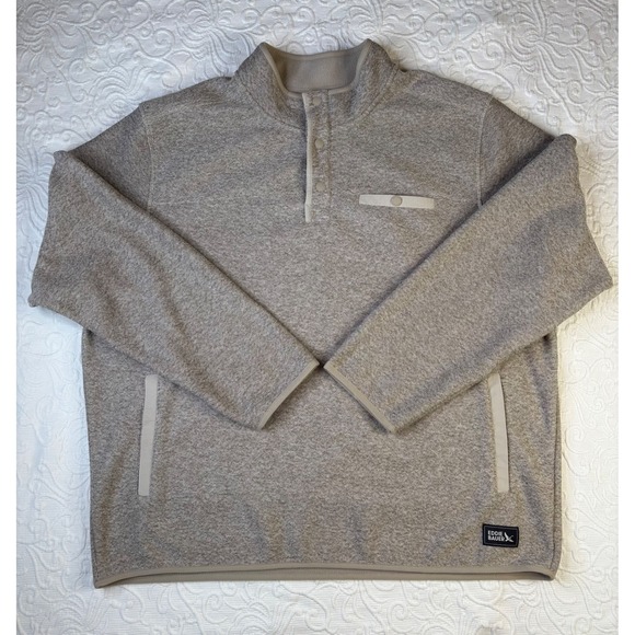 Eddie Bauer Other - Eddie Bauer Men Heathered Fleece Quarter Snap Pullover Mock Neck Pockets Tan XXL
